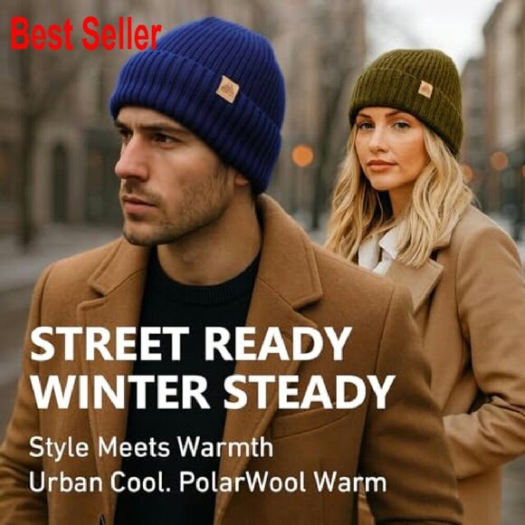 Merino Wool Fleece Lined Beanie Winter Hat Warm Stretch Fit TOP-EX 100% Merino Wool Mens Winter Beanie Cold Weather  main image 2